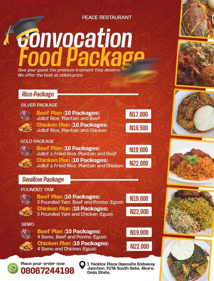 Convocation Food Package flyer